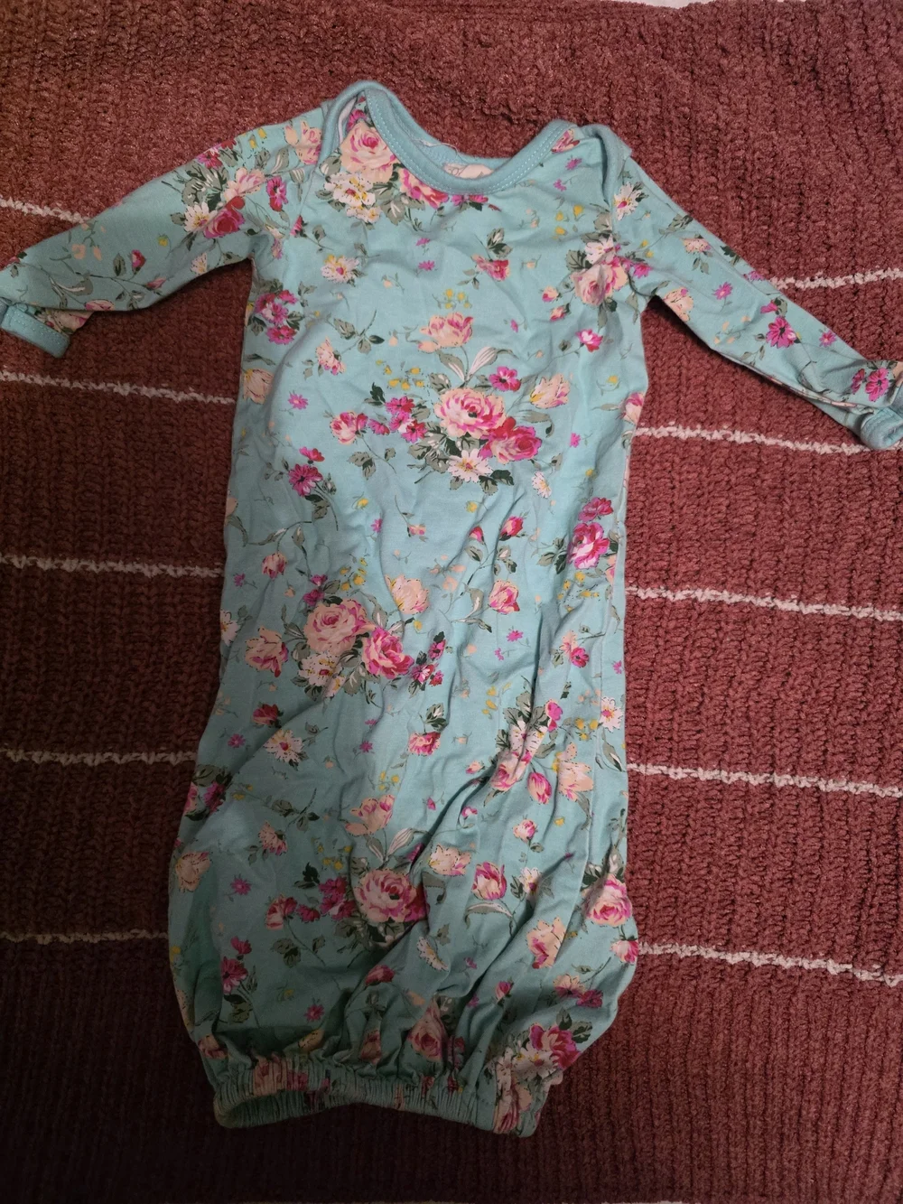 Posh Peanut Baby Girls' Floral Sleep Gown - Mint with Pink Roses